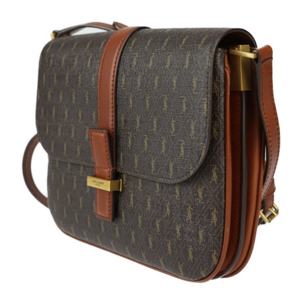 SAINT LAURENT Brown Monogram Leather Shoulder Bag - Picture 3 of 9